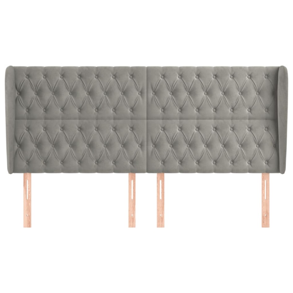 Cabecero con orejas de terciopelo gris claro 183x23x118/128