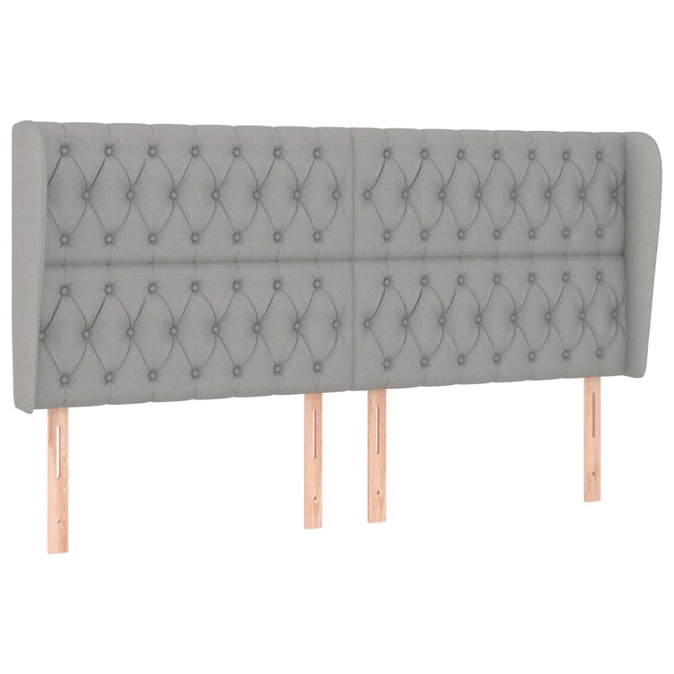 Cabecero con orejas de tela gris claro 183x23x118/128