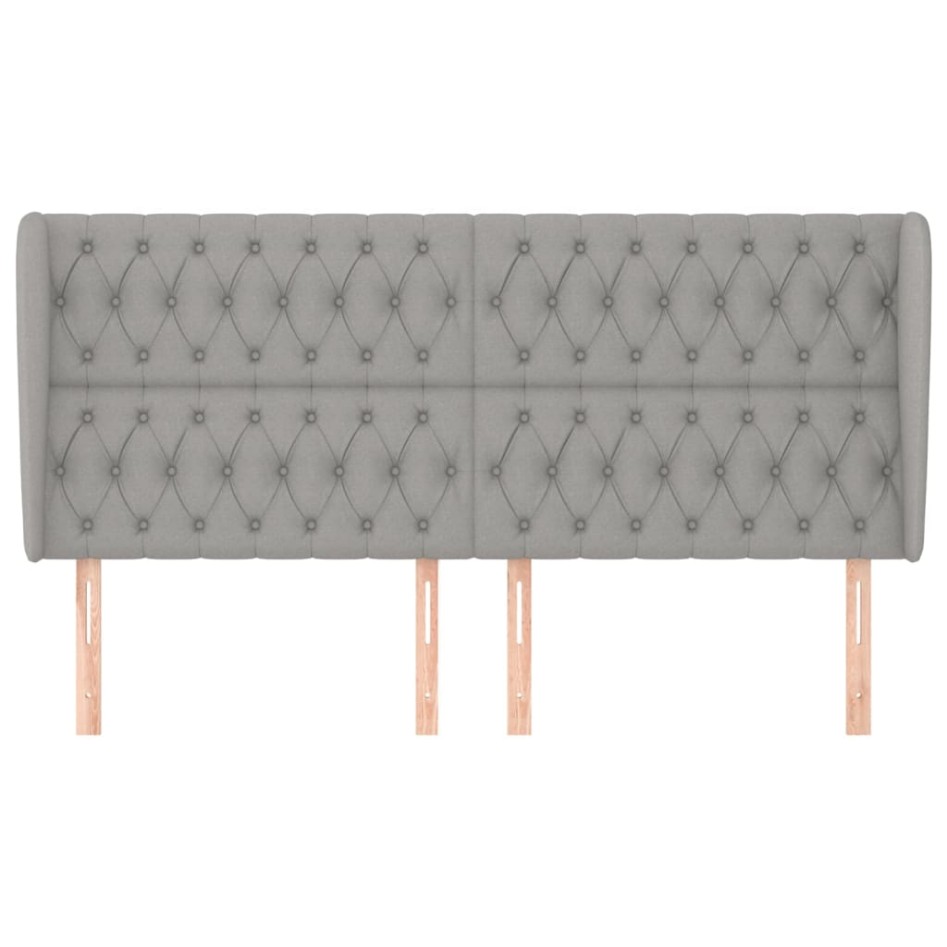 Cabecero con orejas de tela gris claro 183x23x118/128