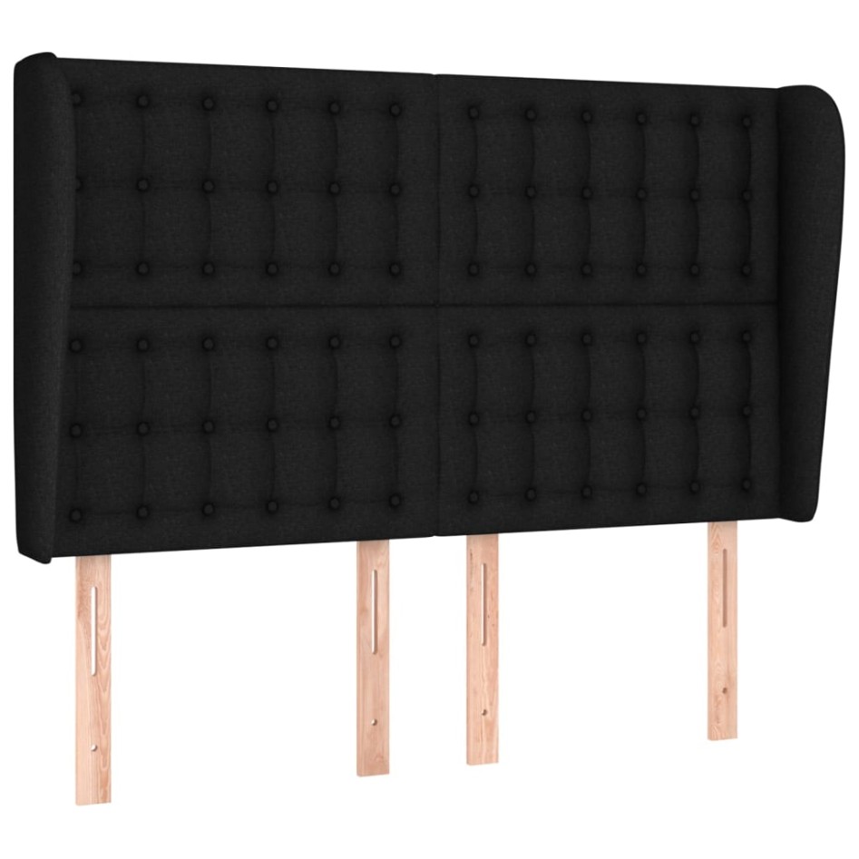 Cabecero con orejas de tela negro 147x23x118/128