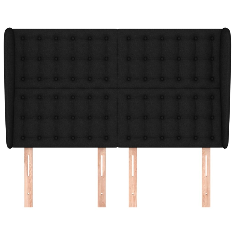 Cabecero con orejas de tela negro 147x23x118/128