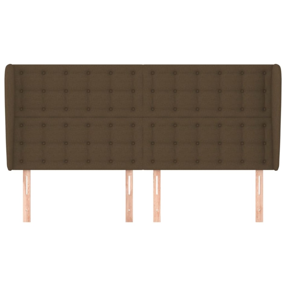 Cabecero con orejas de tela marrón oscuro 163x23x118/128