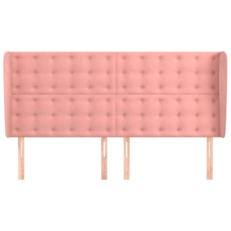 Cabecero con orejas de terciopelo rosa 163x23x118/128