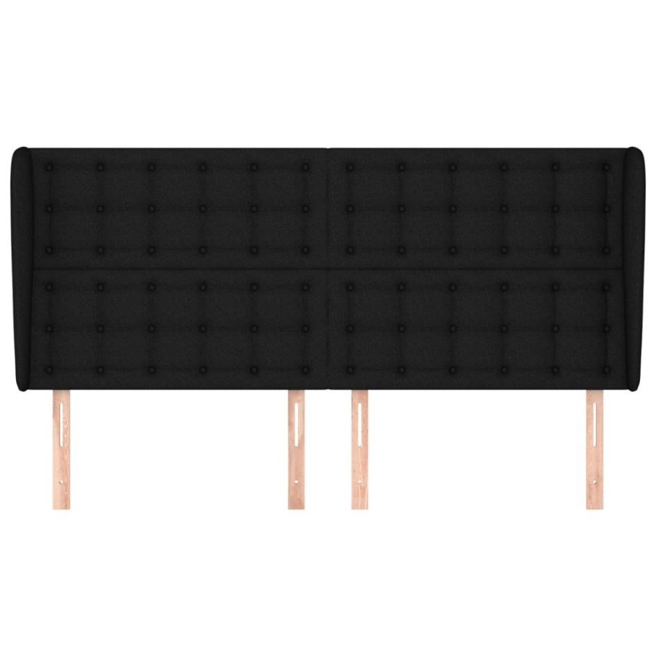 Cabecero con orejas de tela negro 203x23x118/128