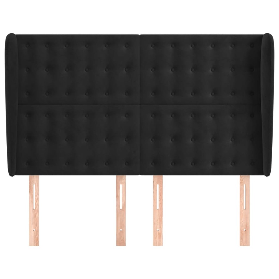 Cabecero con orejas de terciopelo negro 147x23x118/128