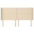 Cabecero con orejas de tela color crema 183x16x118/128