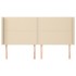 Cabecero con orejas de tela color crema 203x16x118/128