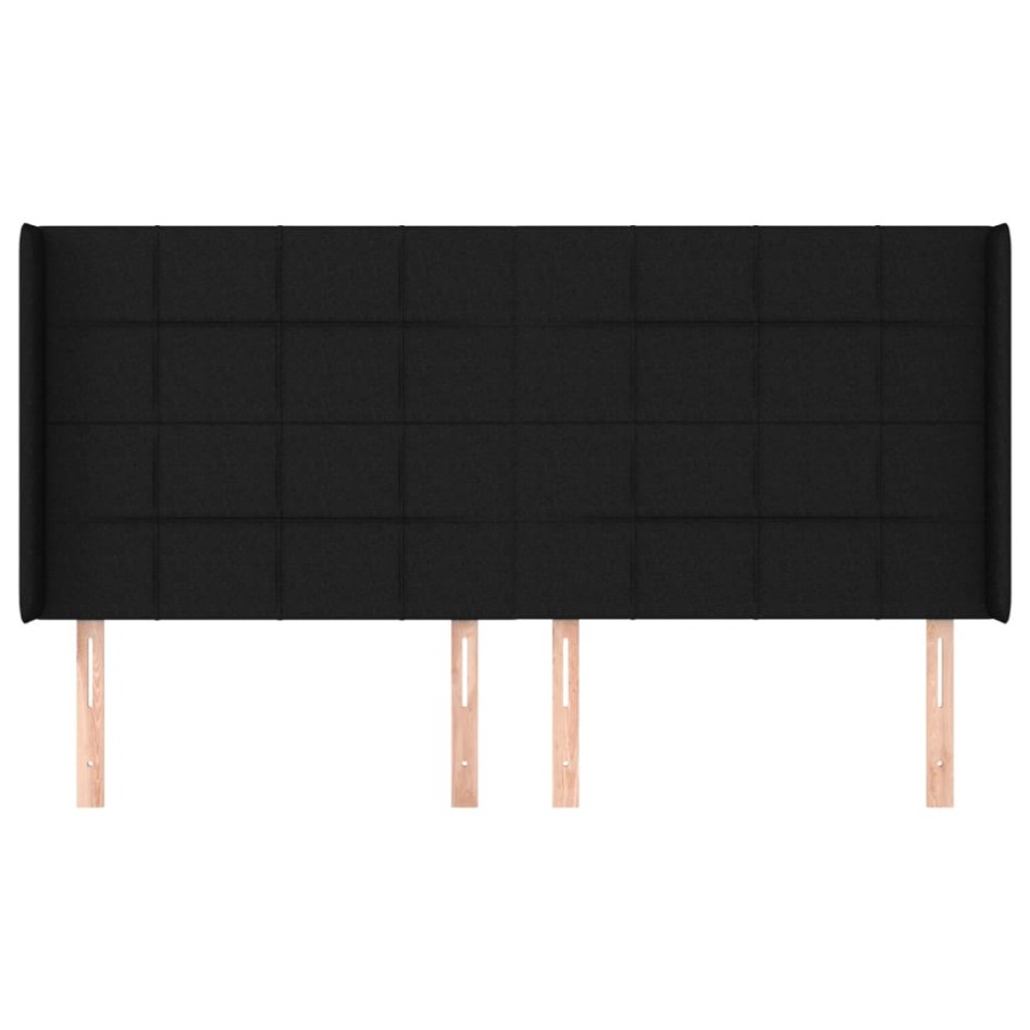 Cabecero con orejas de tela negro 163x16x118/128