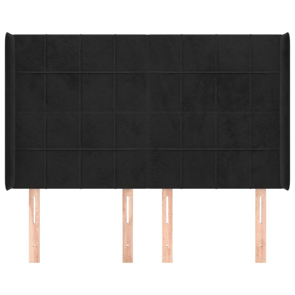 Cabecero con orejas de terciopelo negro 147x16x118/128