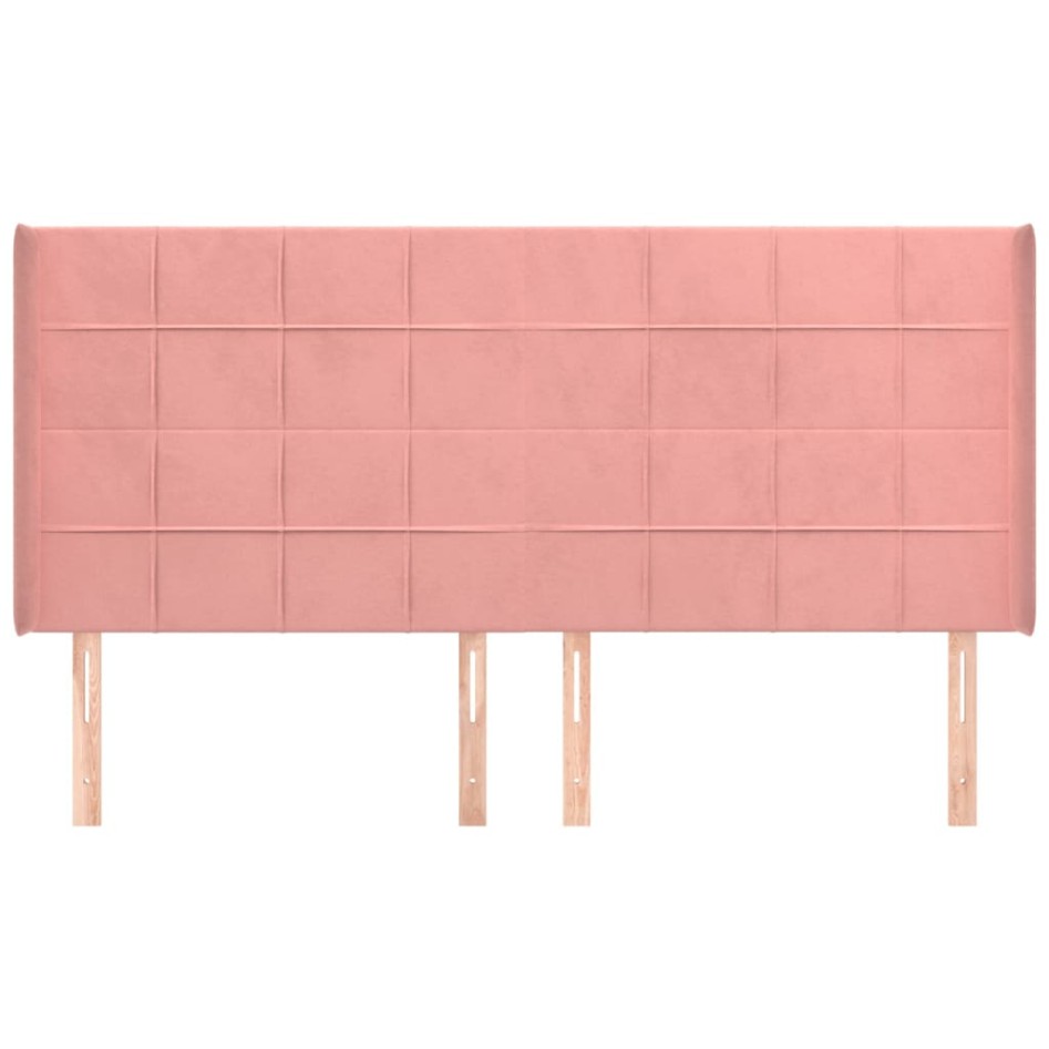 Cabecero con orejas de terciopelo rosa 183x16x118/128