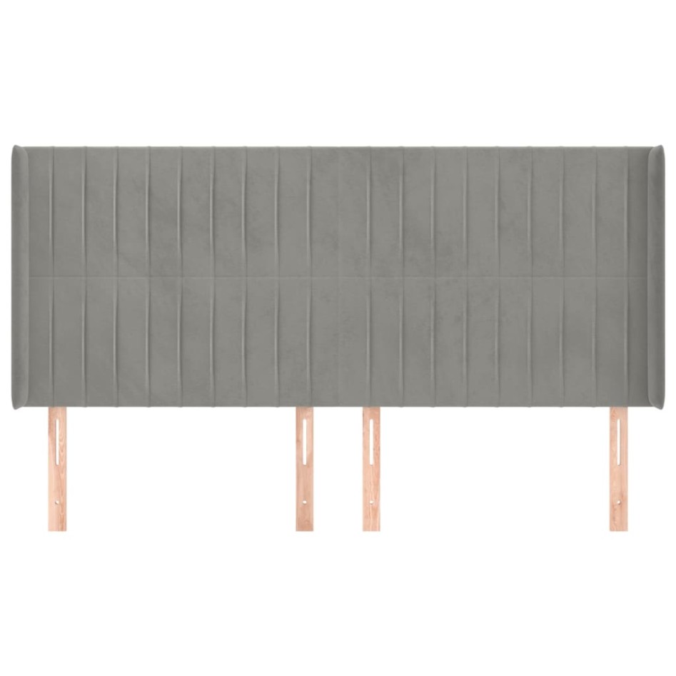 Cabecero con orejas de terciopelo gris claro 183x16x118/128