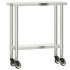 Mesa de trabajo de cocina con ruedas acero inox 82,5x30x85