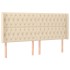 Cabecero con orejas de tela color crema 203x16x118/128