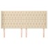 Cabecero con orejas de tela color crema 203x16x118/128
