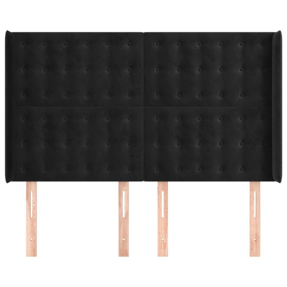 Cabecero con orejas de terciopelo negro 147x16x118/128