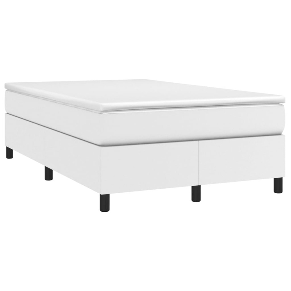 Estructura de cama sin colchón cuero sintético blanco