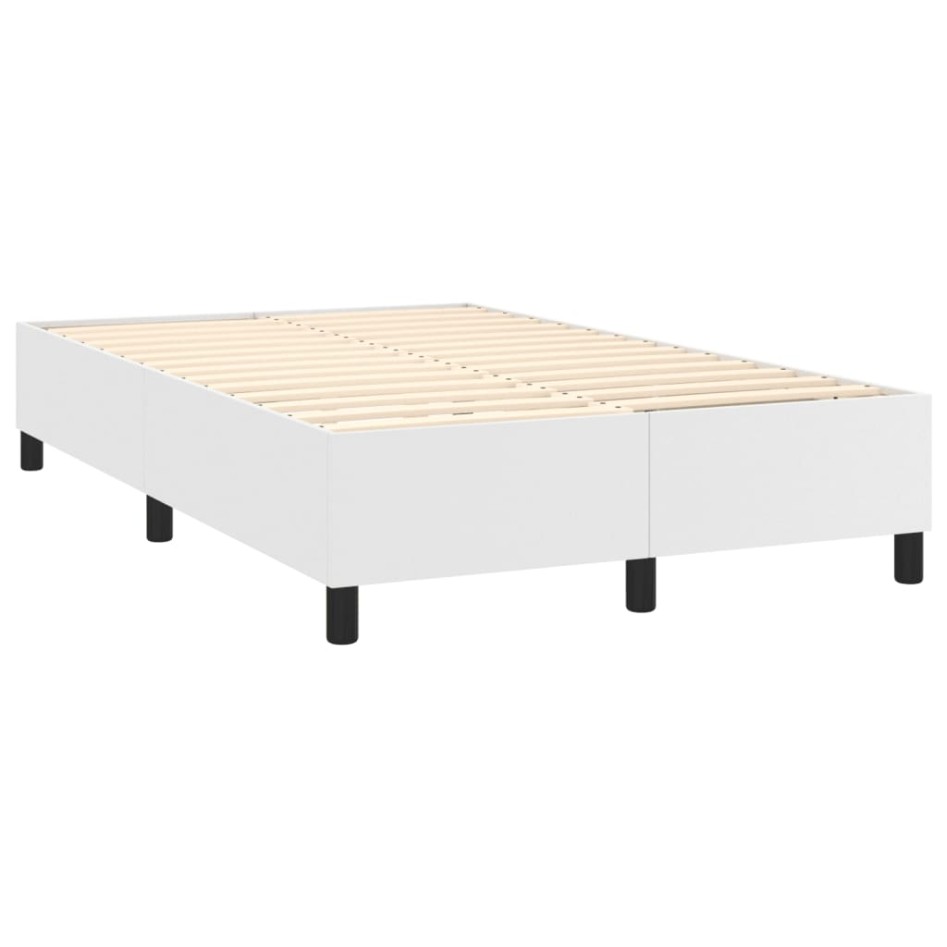 Estructura de cama sin colchón cuero sintético blanco