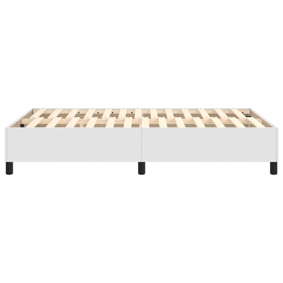 Estructura de cama sin colchón cuero sintético blanco