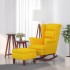 Sillón mecedora patas madera y taburete terciopelo