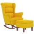 Sillón mecedora patas madera y taburete terciopelo