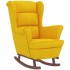 Sillón mecedora patas madera y taburete terciopelo