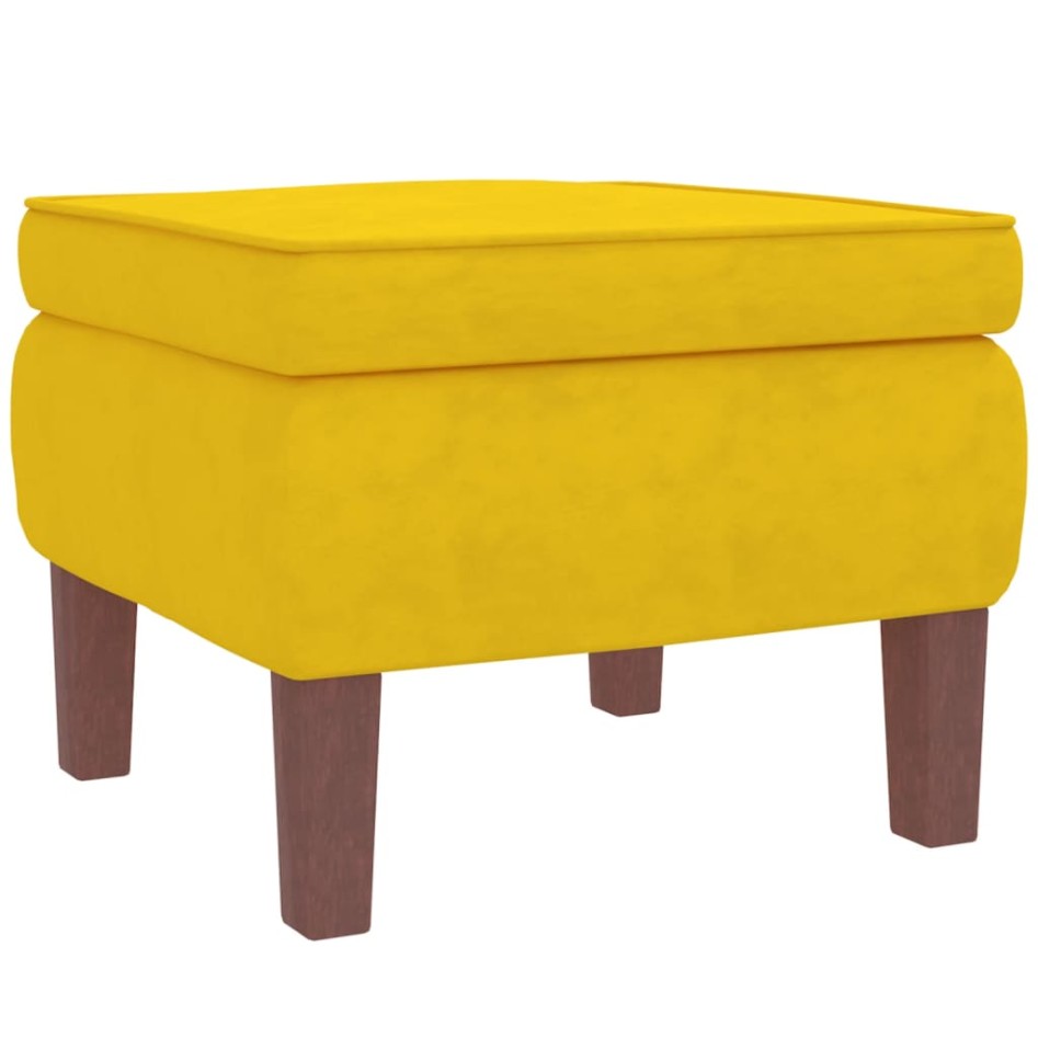 Sillón mecedora patas madera y taburete terciopelo