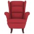 Sillón mecedora patas madera y taburete terciopelo rojo