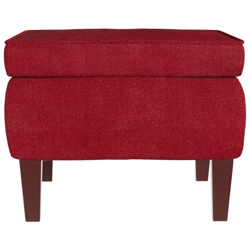 Sillón mecedora patas madera y taburete terciopelo rojo