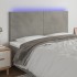 Cabecero con luces LED terciopelo gris claro 160x5x118/128