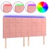 Cabecero con luces LED terciopelo rosa 180x5x118/128