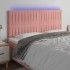 Cabecero con luces LED terciopelo rosa 180x5x118/128