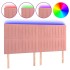 Cabecero con luces LED terciopelo rosa 180x5x118/128