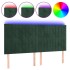 Cabecero con luces LED terciopelo verde oscuro 200x5x118/128