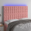 Cabecero con luces LED terciopelo rosa 144x5x118/128 cm