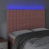 Cabecero con luces LED terciopelo rosa 144x5x118/128