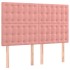 Cabecero con luces LED terciopelo rosa 144x5x118/128