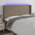 Cabecero con LED de tela gris taupe 203x16x118/128