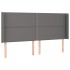 Cabecero con LED cuero sintético gris 183x16x118/128