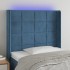 Cabecero con LED de terciopelo azul oscuro 103x16x118/128