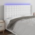 Cabecero con LED cuero sintético blanco 163x16x118/128