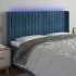 Cabecero con LED de terciopelo azul oscuro 183x16x118/128