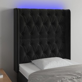 Cabecero con LED de terciopelo negro 83x16x118/128
