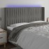 Cabecero con LED de terciopelo gris claro 183x16x118/128