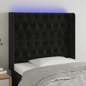 Cabecero con LED de terciopelo negro 103x16x118/128