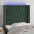 Cabecero con LED de terciopelo verde oscuro 93x16x118/128