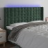 Cabecero con LED de terciopelo verde oscuro 183x16x118/128