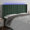 Cabecero con LED de terciopelo verde oscuro 203x16x118/128 cm