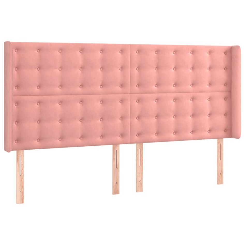 Cabecero con LED de terciopelo rosa 203x16x118/128