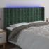 Cabecero con LED de terciopelo verde oscuro 163x16x118/128
