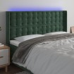 Cabecero con LED de terciopelo verde oscuro 163x16x118/128 cm